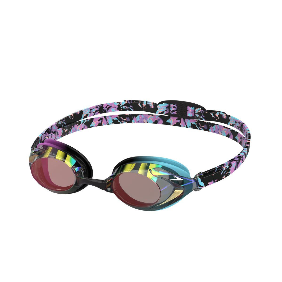 Speedo Junior Vanquisher 3.0 Mirror LTD Swim Goggle NEON JELLY WAVE TIEDYE/STEEL/PARADISE BLUE MIRROR