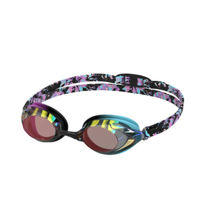 Speedo Junior Vanquisher 3.0 Mirror LTD Swim Goggle NEON JELLY WAVE TIEDYE/STEEL/PARADISE BLUE MIRROR