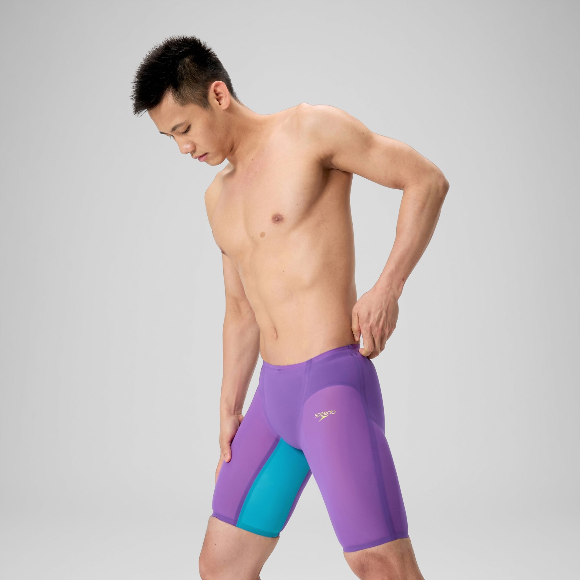 Speedo Men's Fastskin LZR Pure Valor 2.0 Swim Jammer Galaxy Grape/Mayan Blue