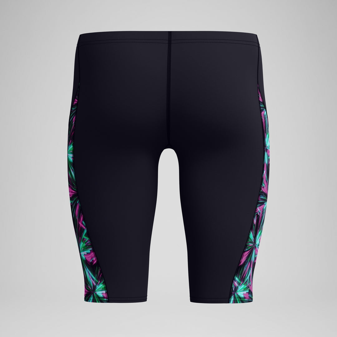 Speedo Men's Printed Side Spliced Swim Jammer firework burst/ black