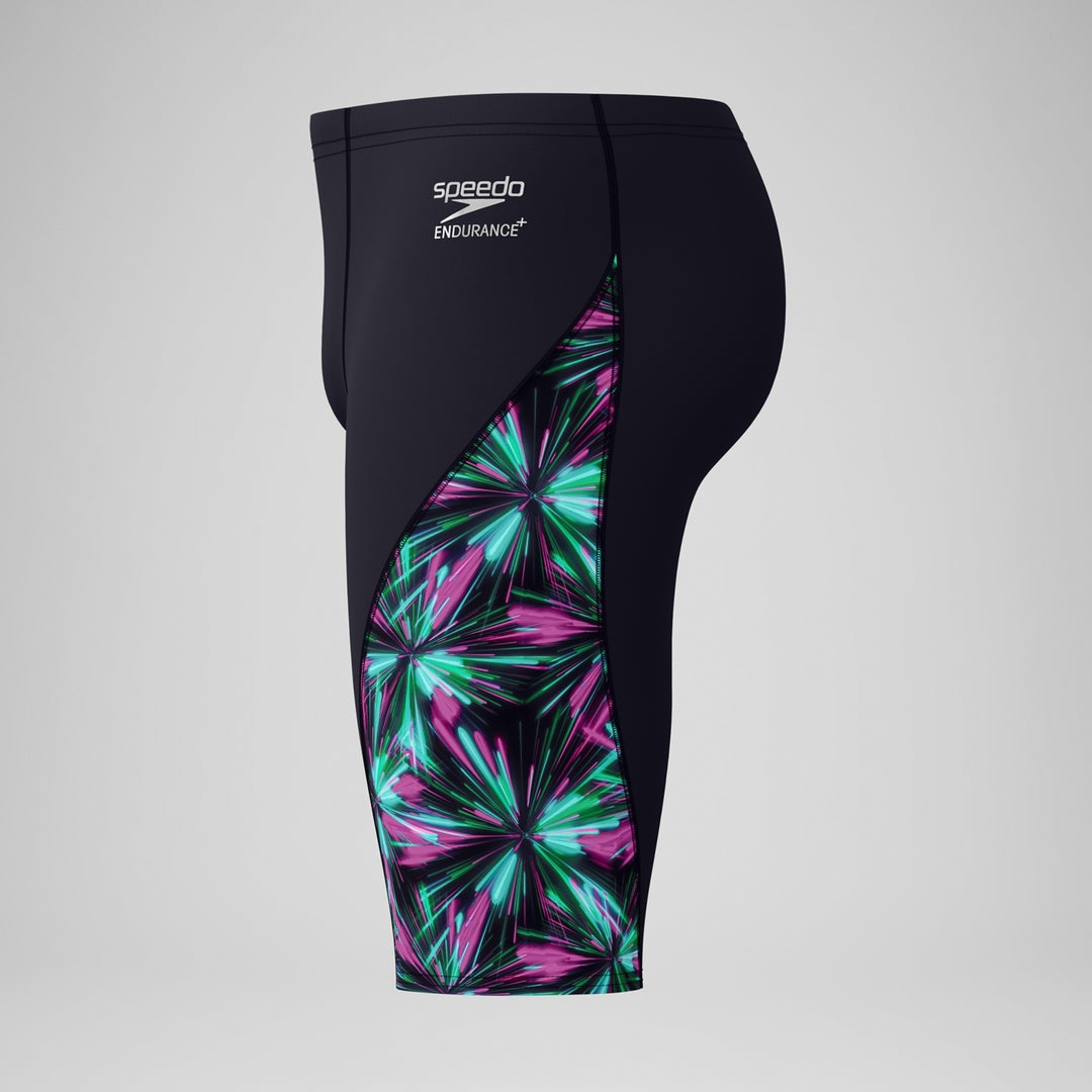 Speedo Men's Printed Side Spliced Swim Jammer firework burst/ black