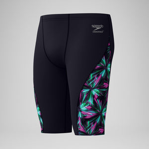 Speedo Men's Printed Side Spliced Swim Jammer firework burst/ black