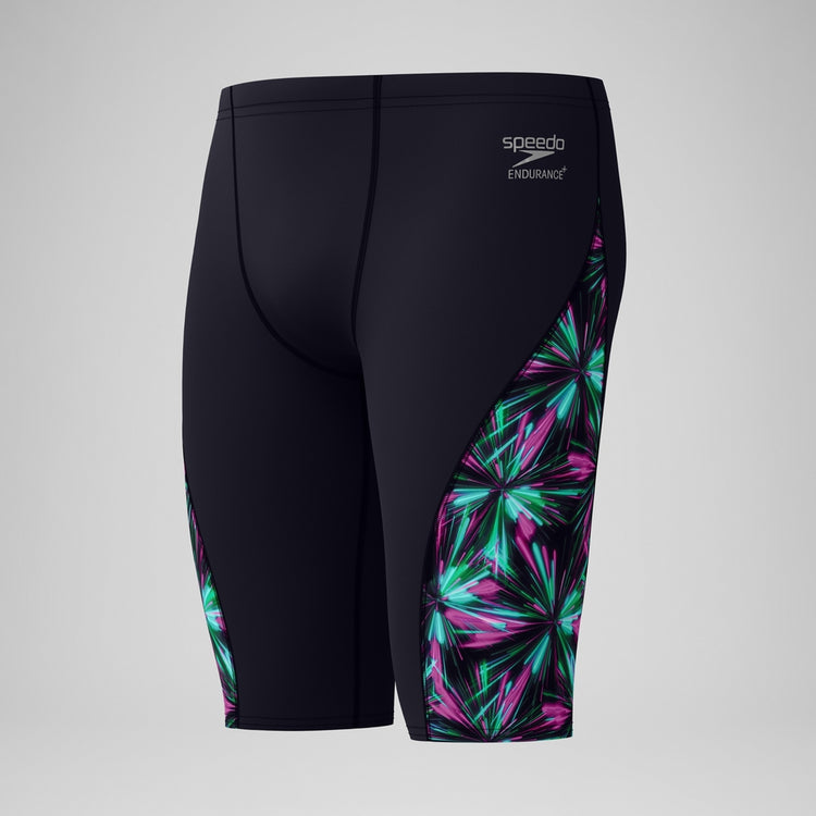 Speedo Men's Printed Side Spliced Swim Jammer firework burst/ black