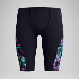 Speedo Men's Printed Side Spliced Swim Jammer firework burst/ black