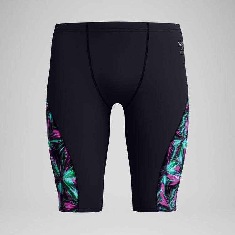 Speedo Men's Printed Side Spliced Swim Jammer firework burst/ black