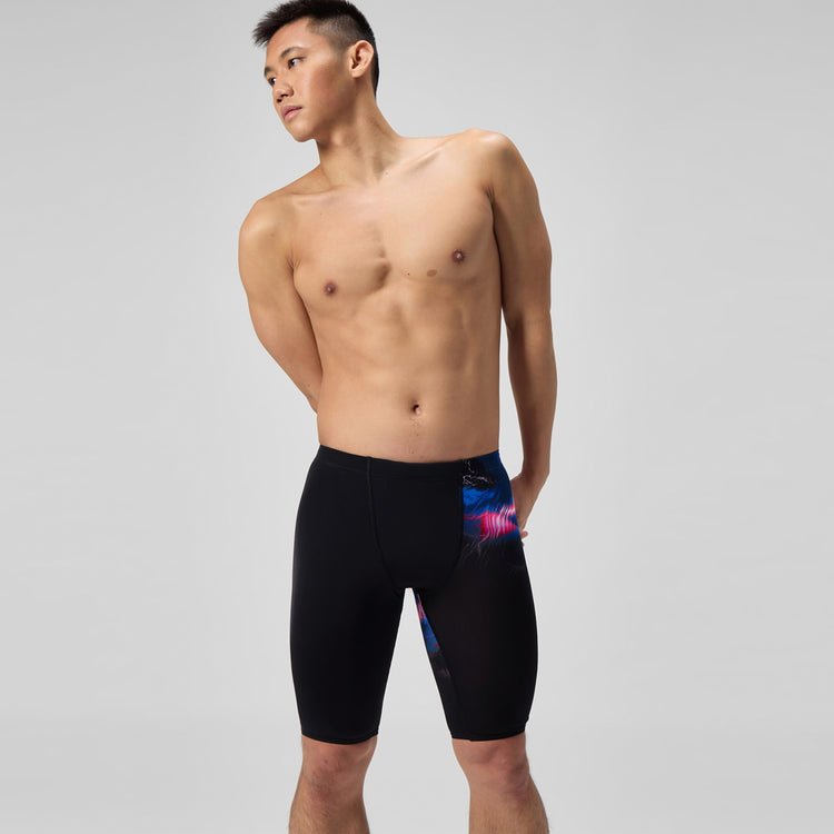 Speedo Men's Printed Swim Jammer Electro static/Black 