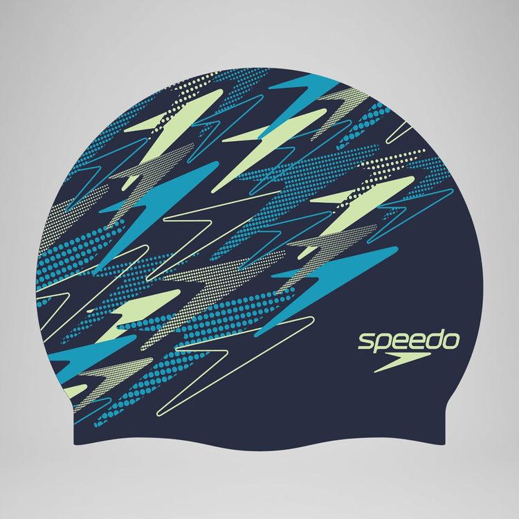 Speedo Printed Silicone Swim Cap peacoat/ mayan blue