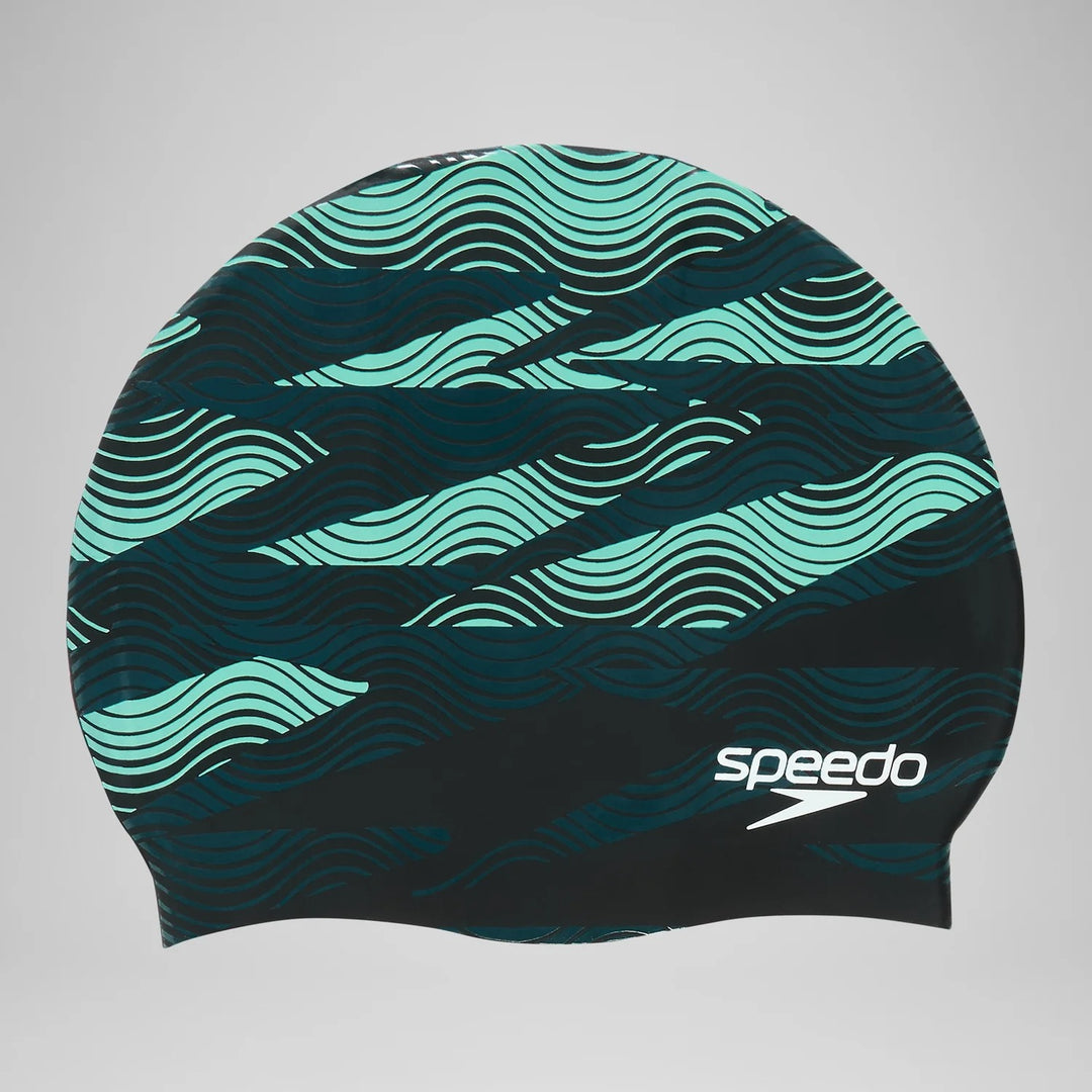 Speedo Slogan Printed Silicone Swim Cap Dark Teal Semi Tide