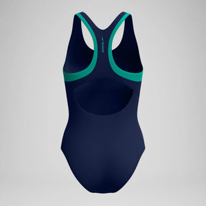 Speedo Women's Colorblock Racer Back One Piece Swimsuit peacoat/teal