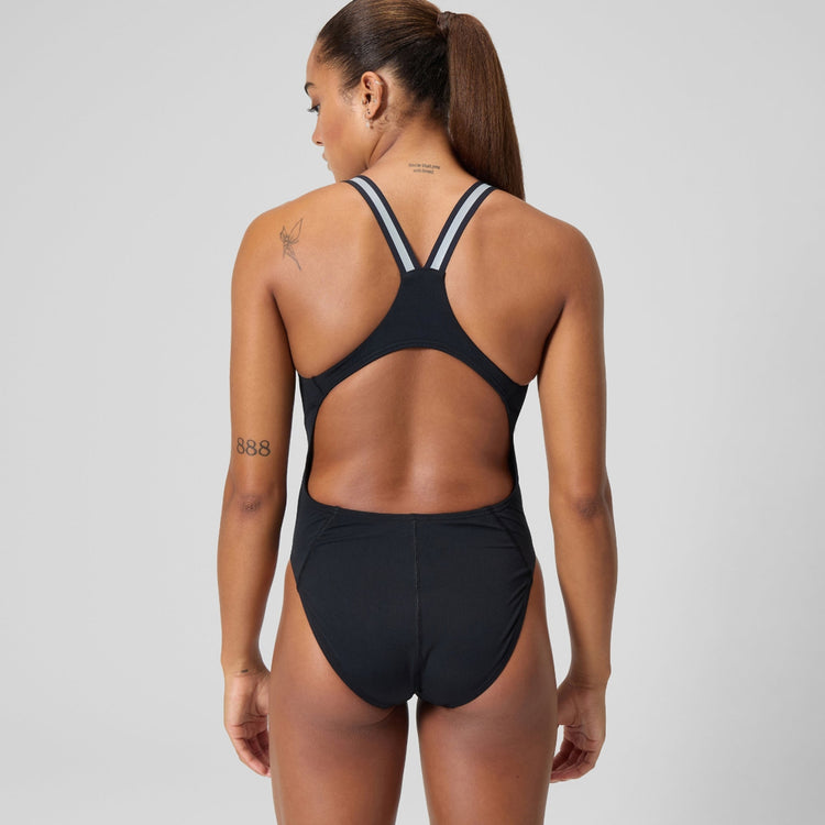 Speedo Women's Endurance Performance Back One Piece Swimsuit black silver