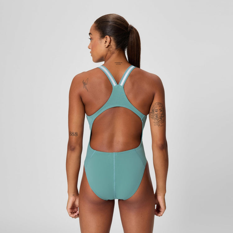 Speedo Women's Endurance Performance Back One Piece Swimsuit storm green