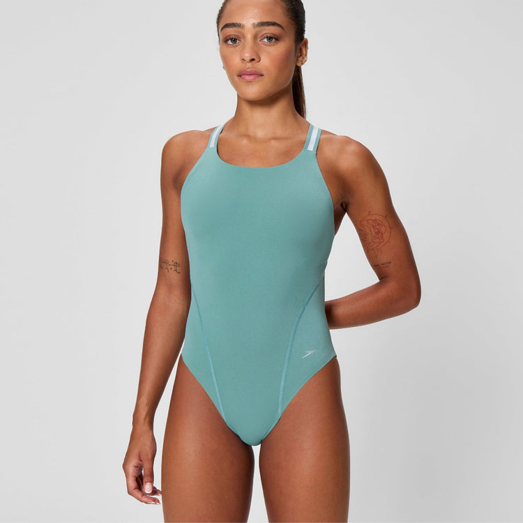 Speedo Women's Endurance Performance Back One Piece Swimsuit storm green