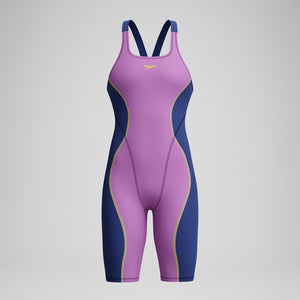 Speedo Women's Fastskin Hyperspark Open Back Kneeskin neon jelly/ noble navy