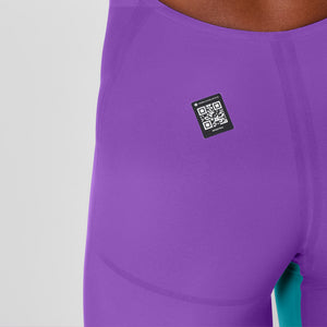 Speedo Women's Fastskin LZR Pure Valor 2.0 Open Back Kneeskin Galaxy Grape/Mayan Blue 