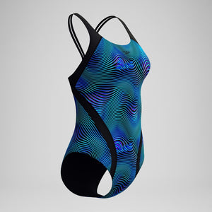 Speedo Women's Print Quantum Splice One Piece Swimsuit Anthracite
