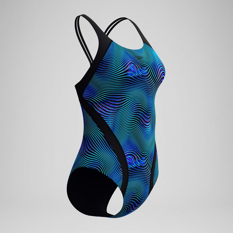 Speedo Women's Print Quantum Splice One Piece Swimsuit Anthracite