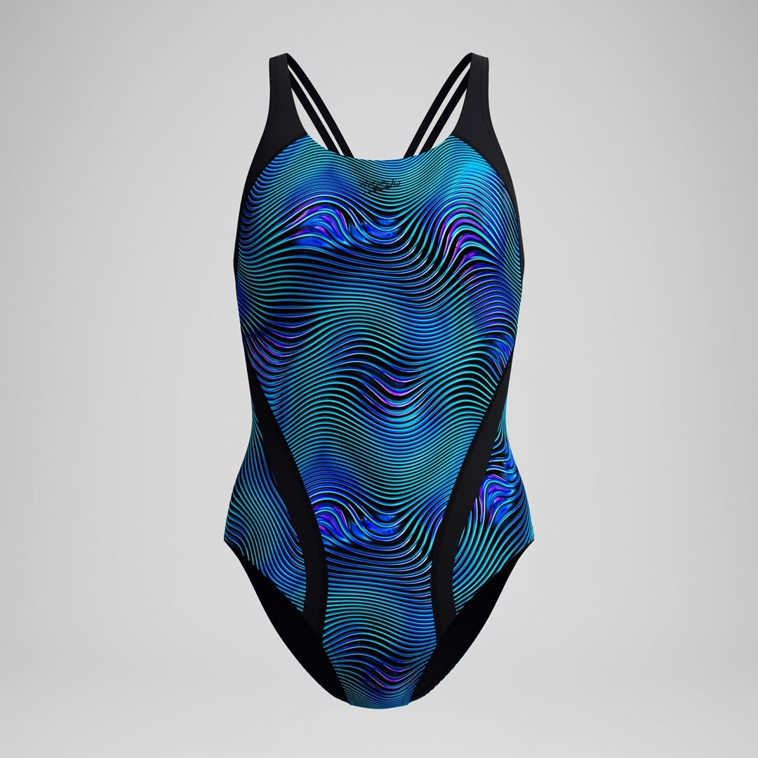 Speedo Women's Print Quantum Splice One Piece Swimsuit Anthracite