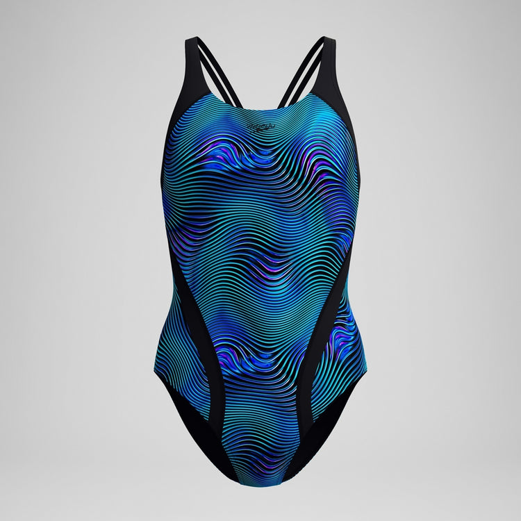 Speedo Women's Print Quantum Splice One Piece Swimsuit Anthracite