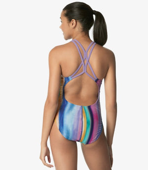 Speedo Women's Print Thin Strap One Piece Swimsuit Porcelain