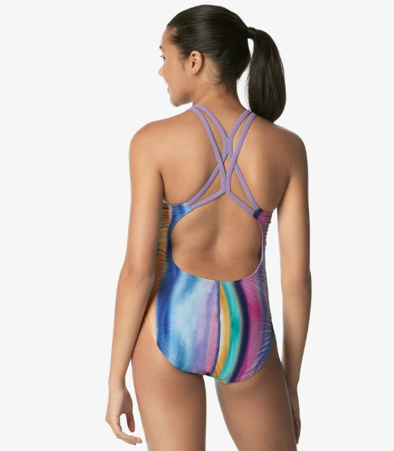 Speedo Women's Print Thin Strap One Piece Swimsuit Porcelain