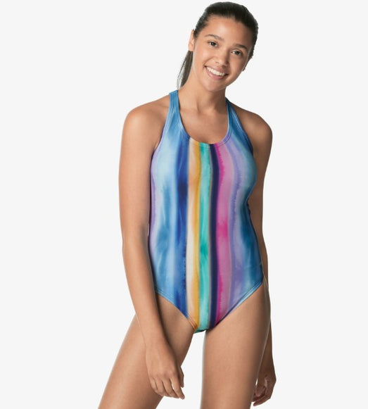 Speedo Women's Print Thin Strap One Piece Swimsuit Porcelain