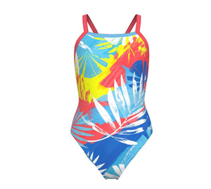 Speedo Women's Printed Propel Back One Piece Swimsuit red/blue/yellow