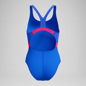 Speedo Women's Quantum Rib Splice One Piece Swimsuit deep sapphire/pink