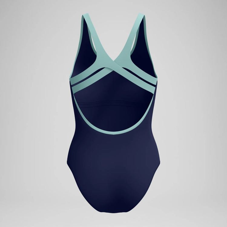 Speedo Women's Sculpture Boom Back One Piece Swimsuit peacoat/moss
