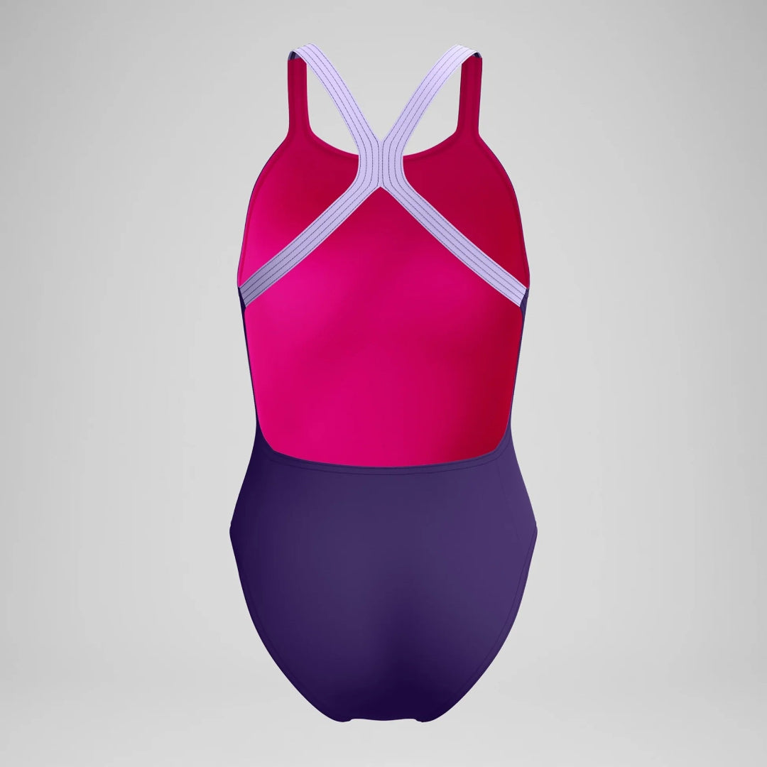 Speedo Women's Solid Powerback Once Piece Swimsuit acai purple