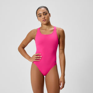 Speedo Women's Solid Powerback Once Piece Swimsuit punchy pink