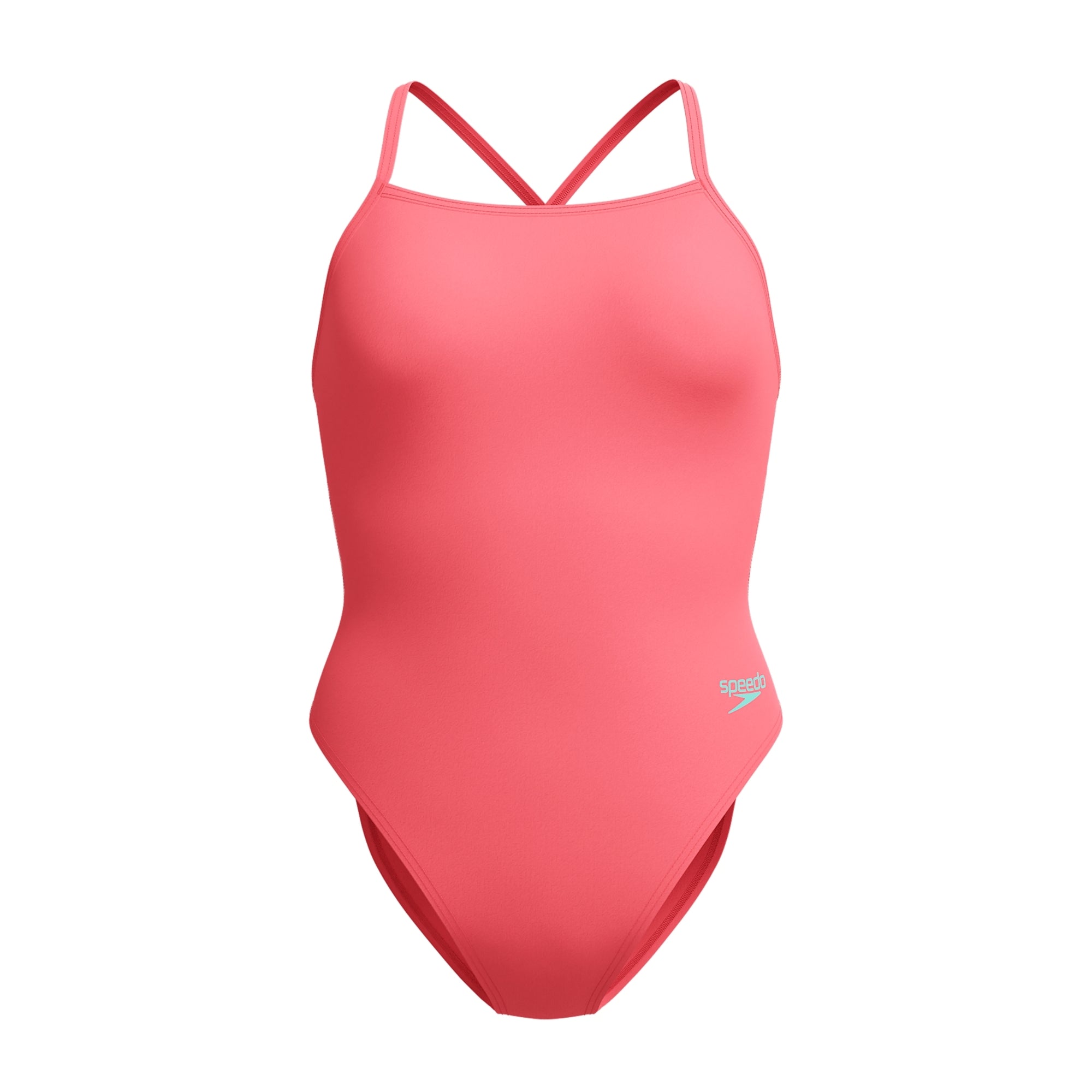 Speedo Women's Solid Twist Back One Piece Swimsuit Coral Sands