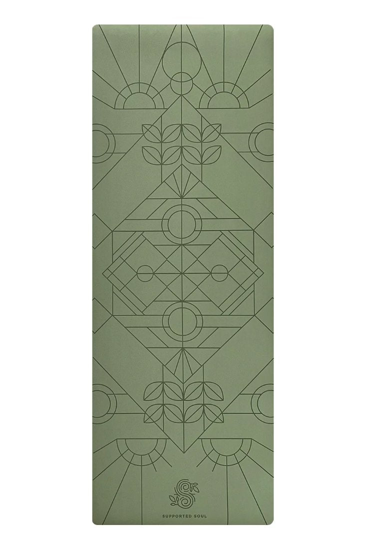 Supported Soul Pro Grip Luxe Deco Alignment 5mm Yoga Mat Soft Sage Green