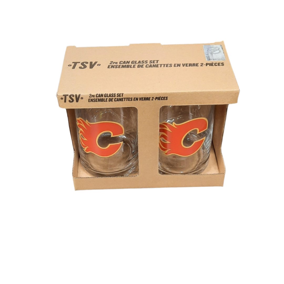 The Sports Vault NHL Calgary Flames 16oz Can Glass Set 2 Pack