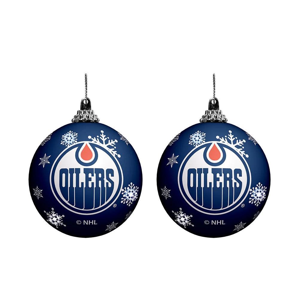The Sports Vault NHL Edmonton Oilers 2-Pack Light Up Ornaments blue