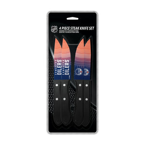 The Sports Vault NHL Edmonton Oilers 4-Piece Steak Knife Set blue orange
