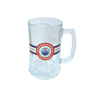 The Sports Vault NHL Edmonton Oilers Beer Stein 15oz retro banner