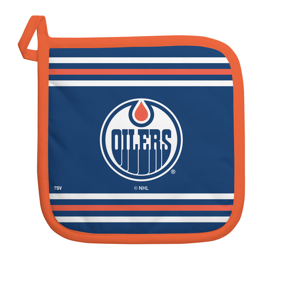 The Sports Vault NHL Edmonton Oilers Kitchen Towel & Pot Holder Set blue