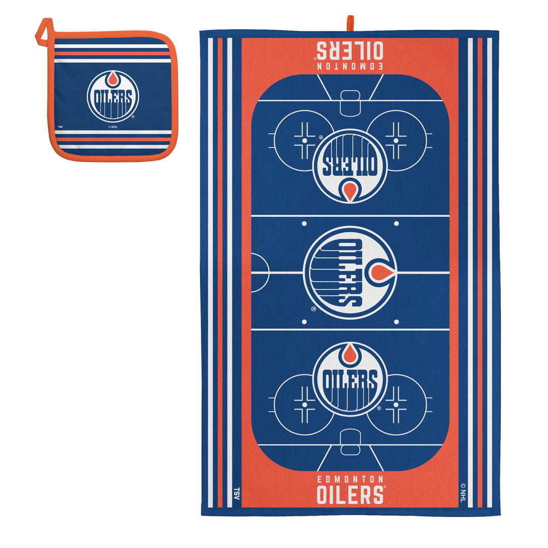 The Sports Vault NHL Edmonton Oilers Kitchen Towel & Pot Holder Set blue