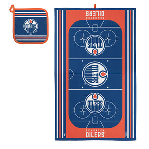 The Sports Vault NHL Edmonton Oilers Kitchen Towel & Pot Holder Set blue