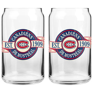 The Sports Vault NHL Montreal Canadiens 2 Pack Banner Glass Set 16oz clear 