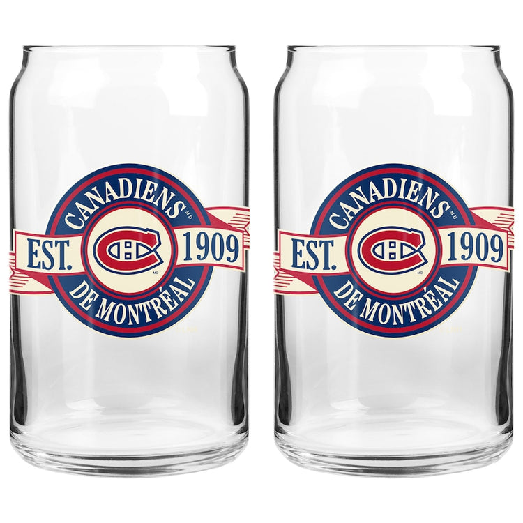 The Sports Vault NHL Montreal Canadiens 2 Pack Banner Glass Set 16oz clear 