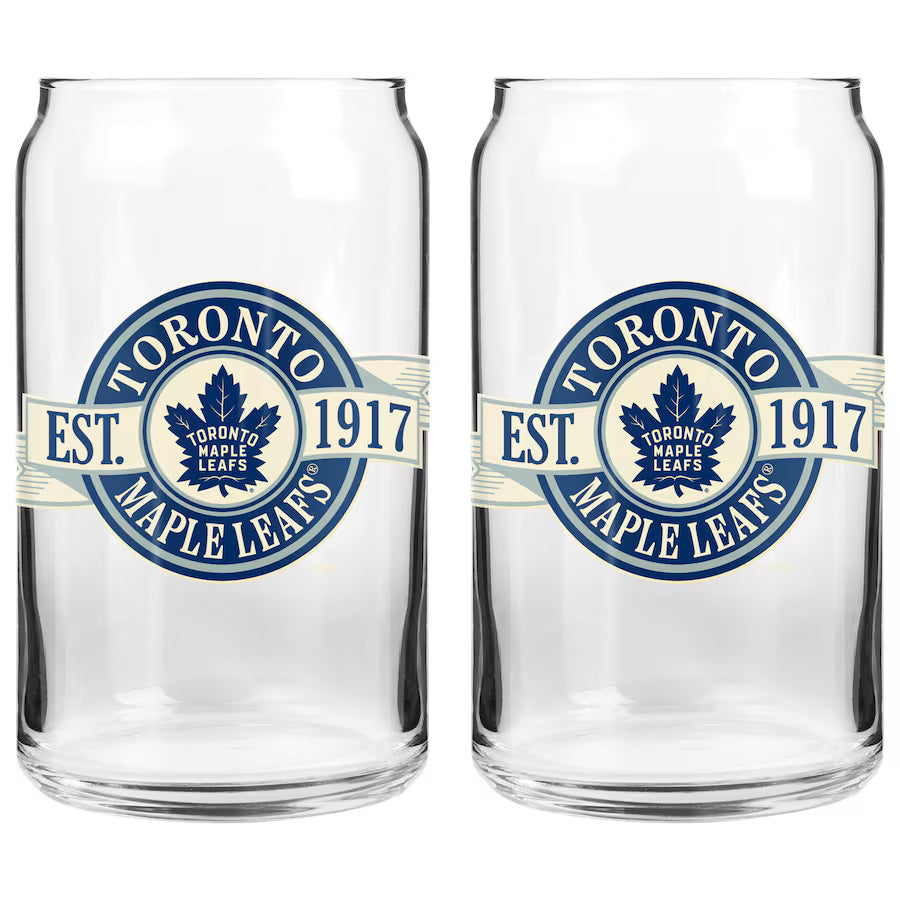 The Sports Vault NHL Toronto Maple Leafs 2 Pack Banner Glass Set 16oz clear