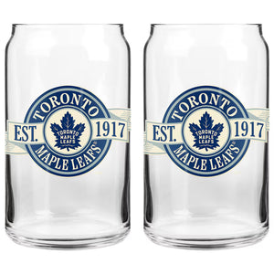 The Sports Vault NHL Toronto Maple Leafs 2 Pack Banner Glass Set 16oz clear
