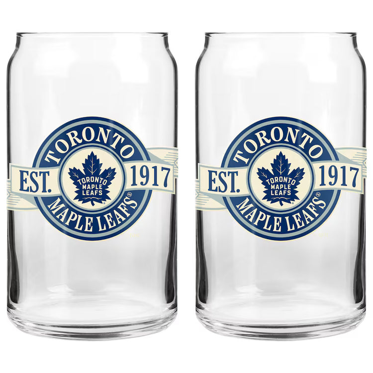 The Sports Vault NHL Toronto Maple Leafs 2 Pack Banner Glass Set 16oz clear