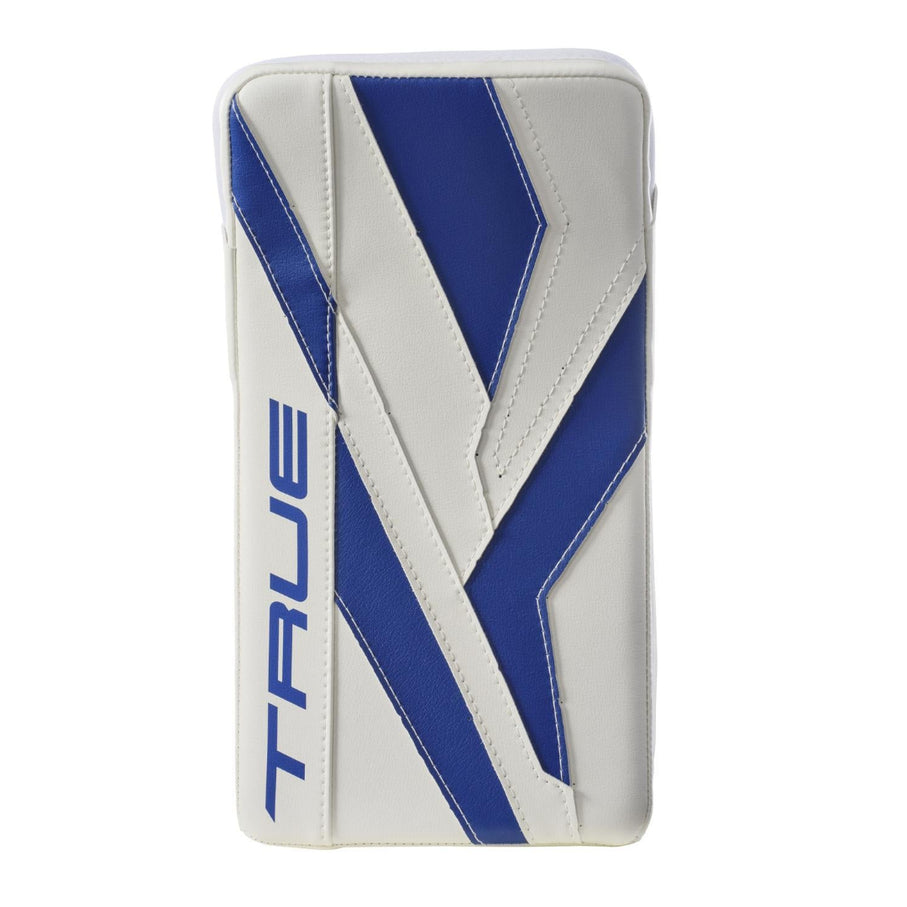 True Intermediate Catalyst 7X6 Hockey Goalie Blocker White/Royal