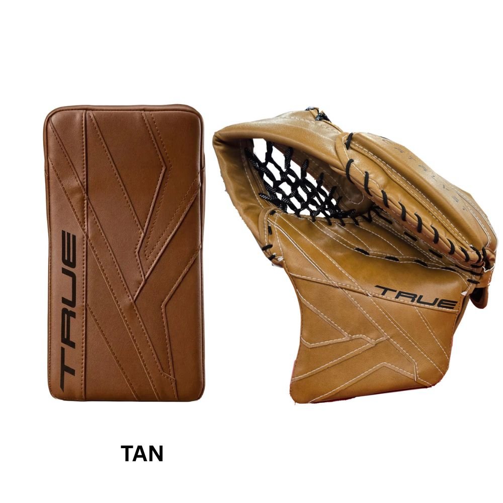 True Intermediate Catalyst 7X6 Hockey Goalie Trapper + Blocker Tan
