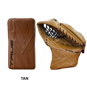 True Intermediate Catalyst 7X6 Hockey Goalie Trapper + Blocker Tan