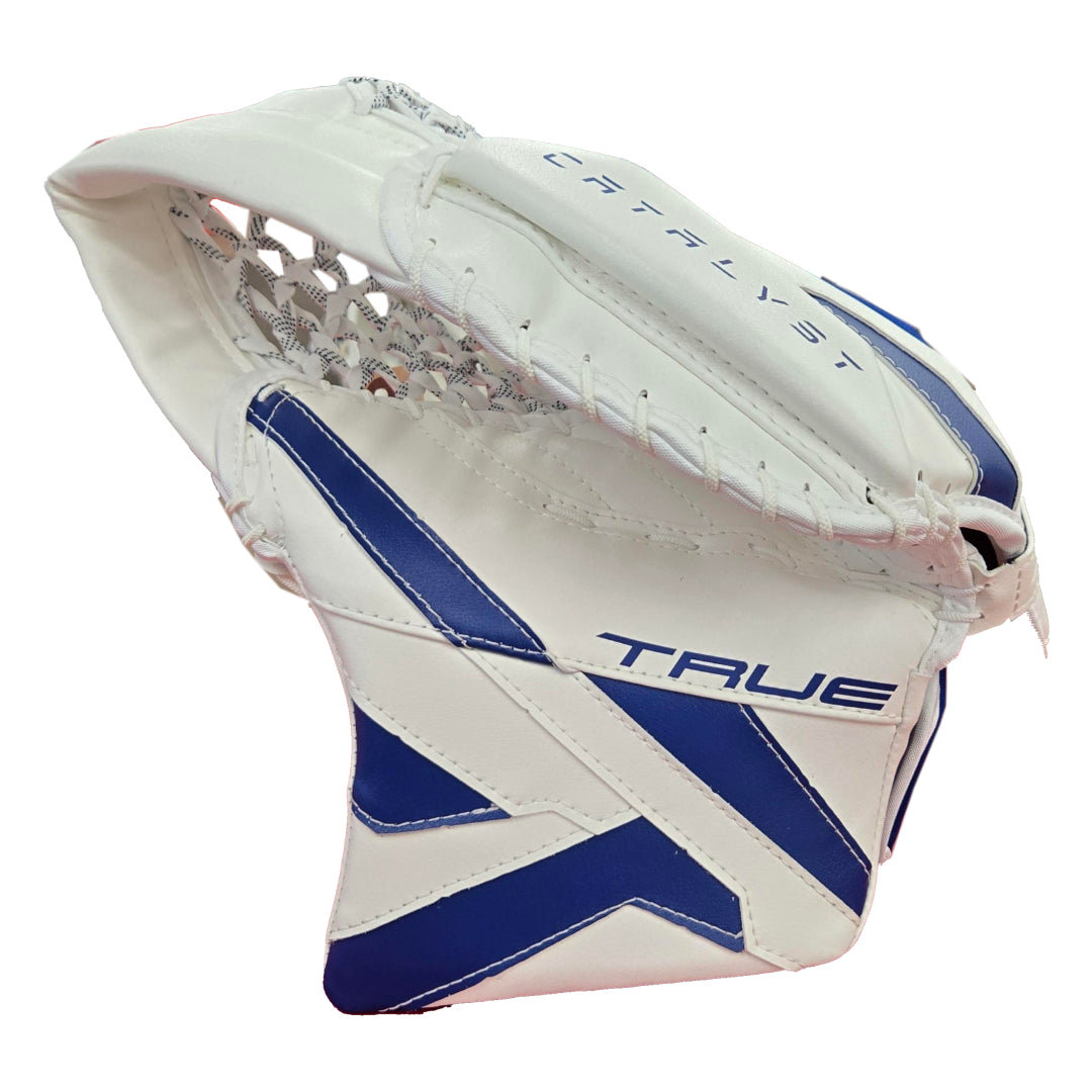 True Intermediate Catalyst 7X6 Hockey Goalie Trapper White/Royal