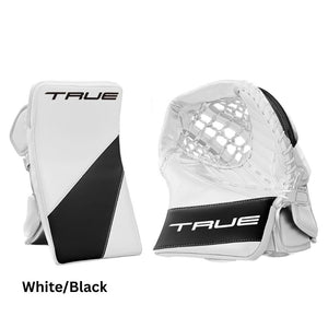 True Intermediate HZRDUS L95 Hockey Goalie Blocker+Trapper White Black