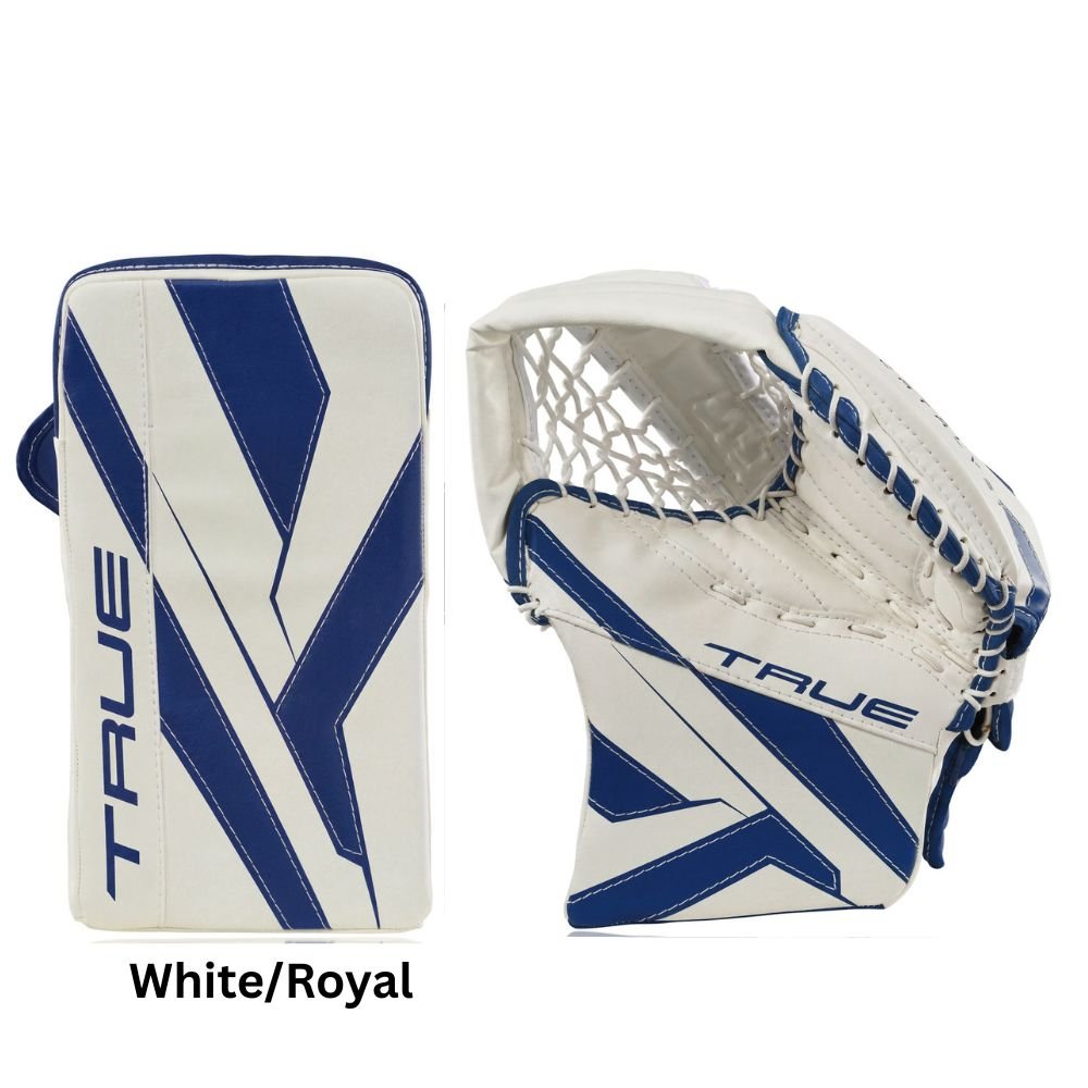 True Junior Catalyst Nitro Hockey Goalie Trapper+Blocker White/Royal